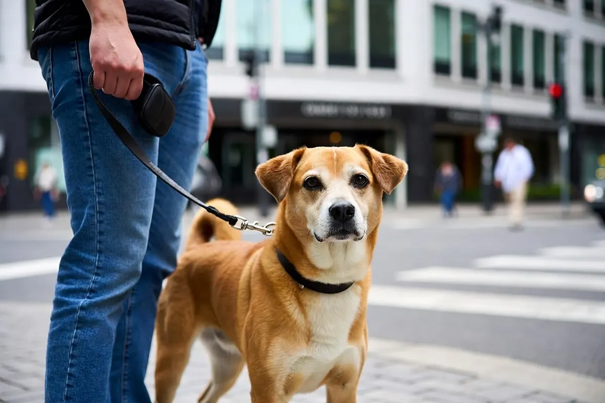 Hund an der Leine in der Stadt – Privathaftpflicht und Hundehaftpflicht